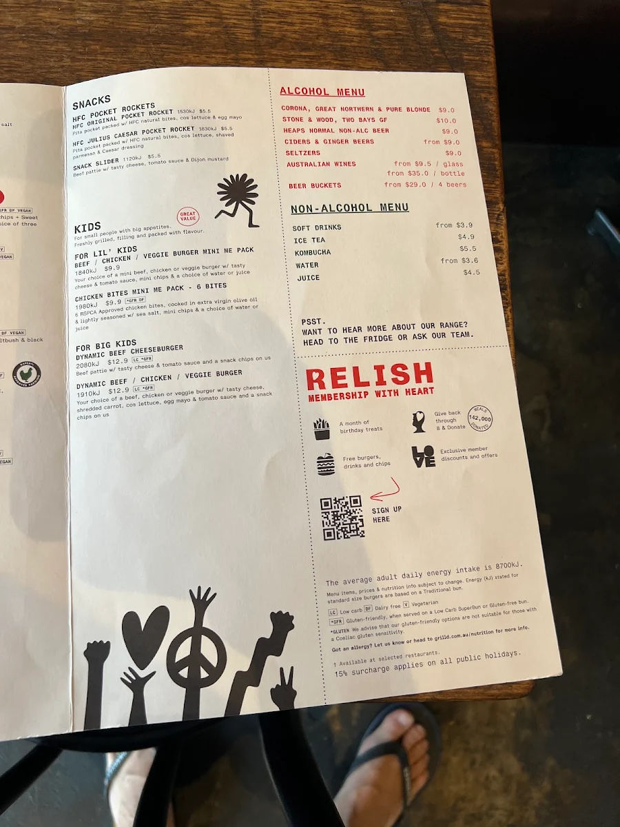 Menu, Grill'd Burgers - Elsternwick