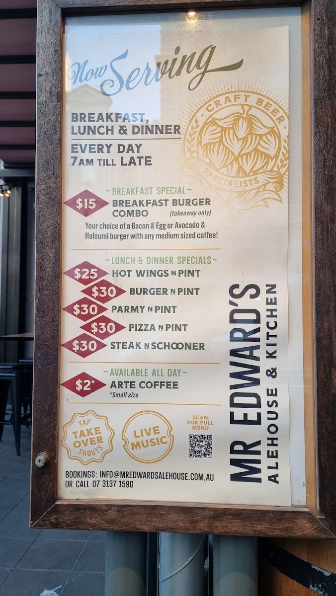Menu, Mr Edward's Alehouse & Kitchen