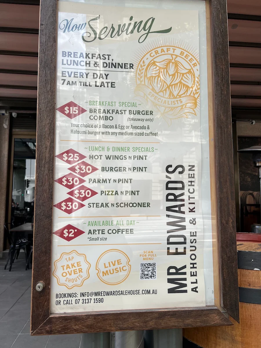 Menu, Mr Edward's Alehouse & Kitchen