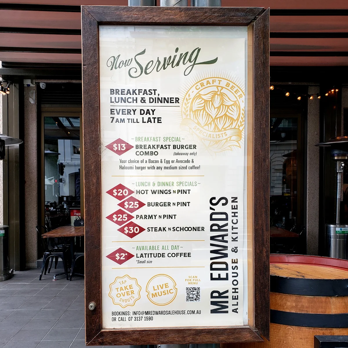 Menu, Mr Edward's Alehouse & Kitchen