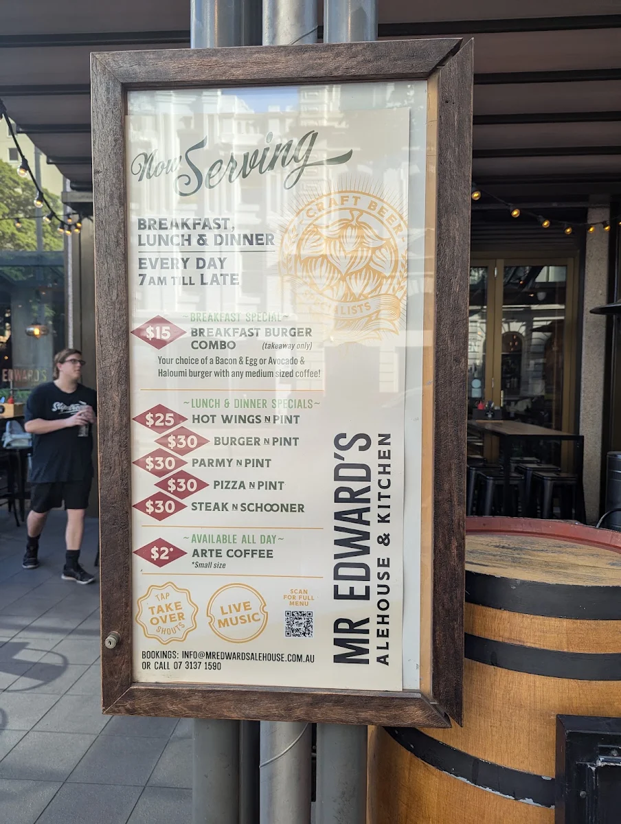 Menu, Mr Edward's Alehouse & Kitchen