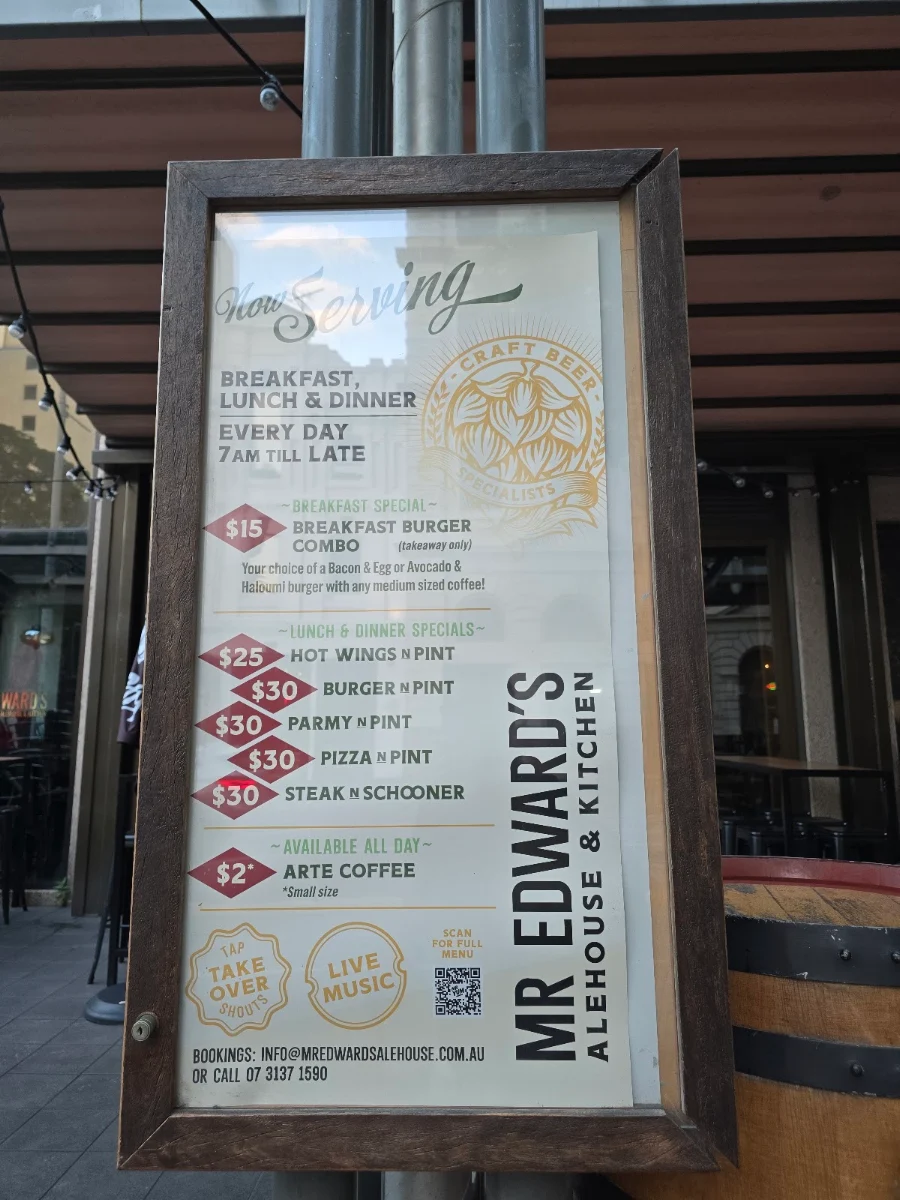 Menu, Mr Edward's Alehouse & Kitchen