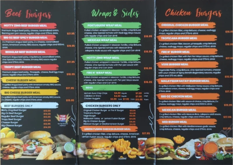 Menu, Spicy BONDI