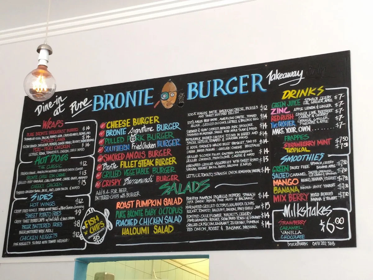 Menu, Pure Bronte