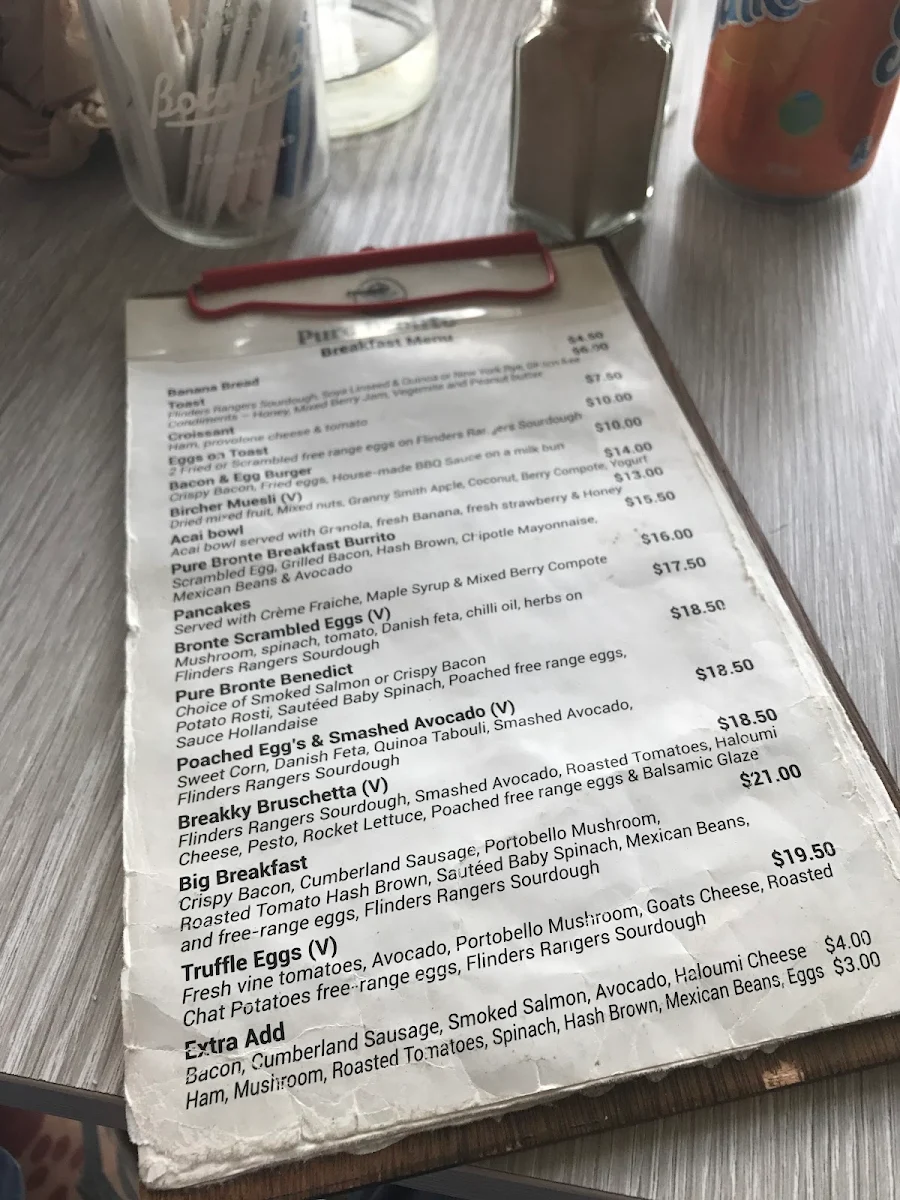 Menu, Pure Bronte