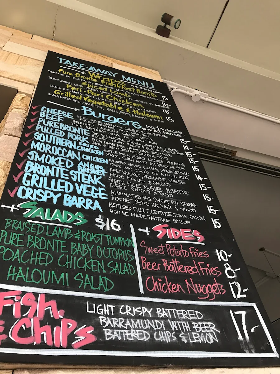 Menu, Pure Bronte