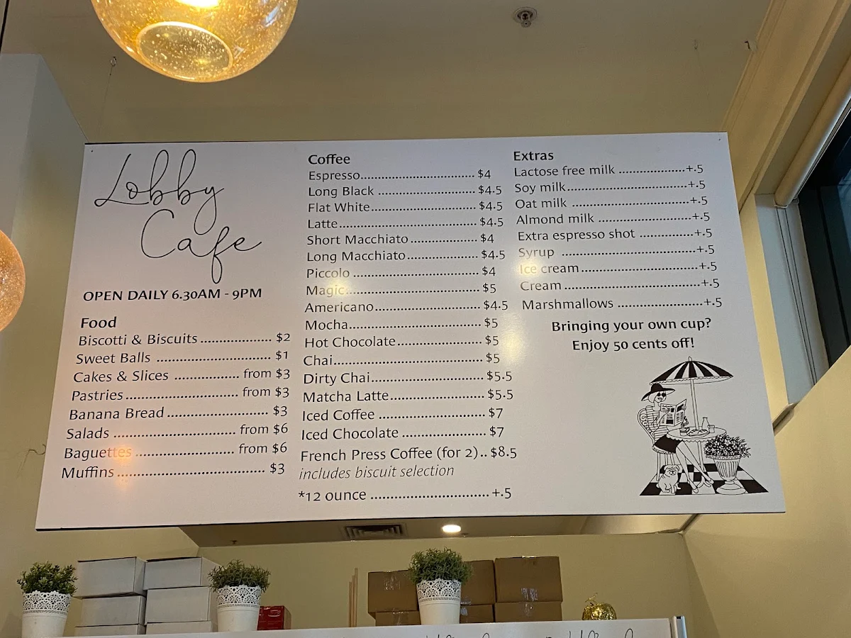 Menu, Lobby Cafe
