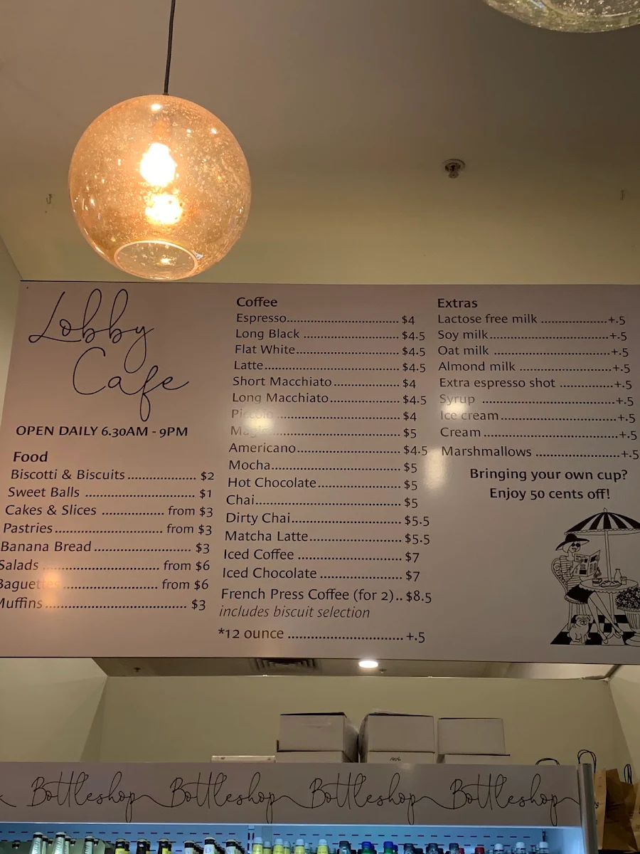 Menu, Lobby Cafe