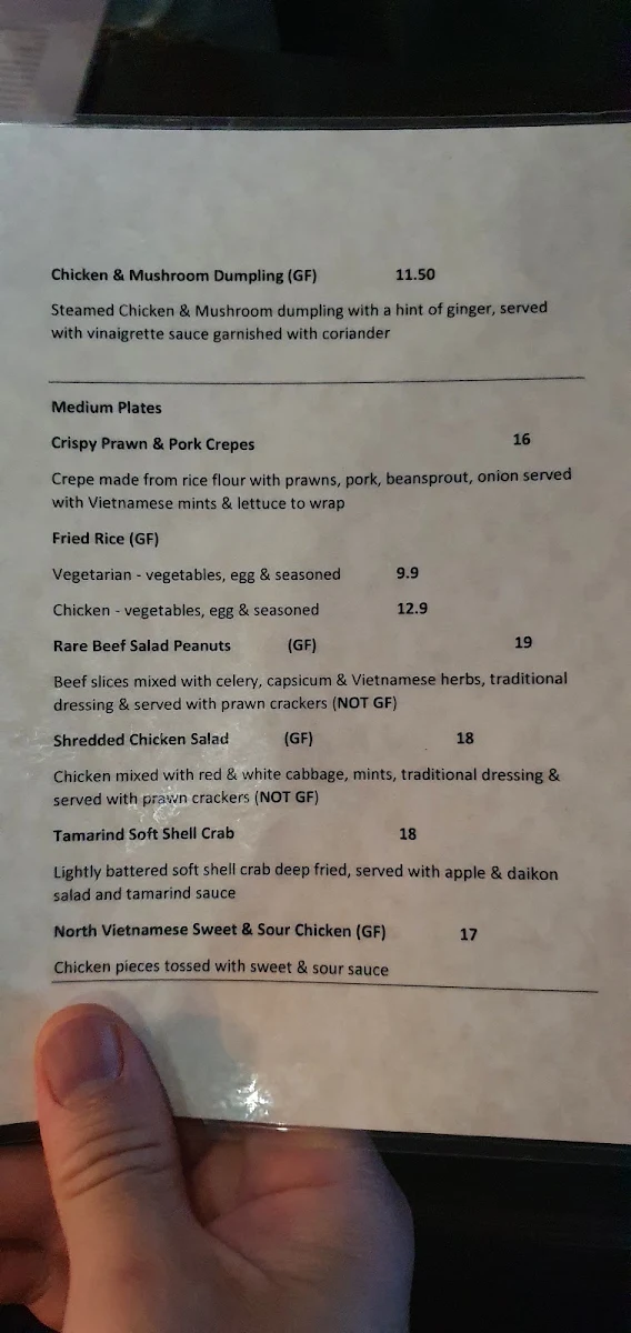 Menu, Quan 55 & Bar