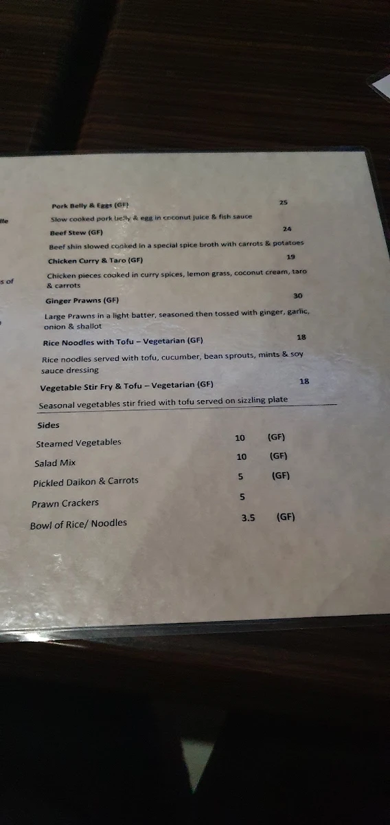 Menu, Quan 55 & Bar