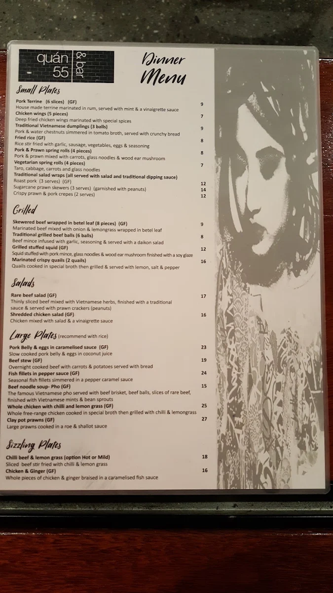 Menu, Quan 55 & Bar
