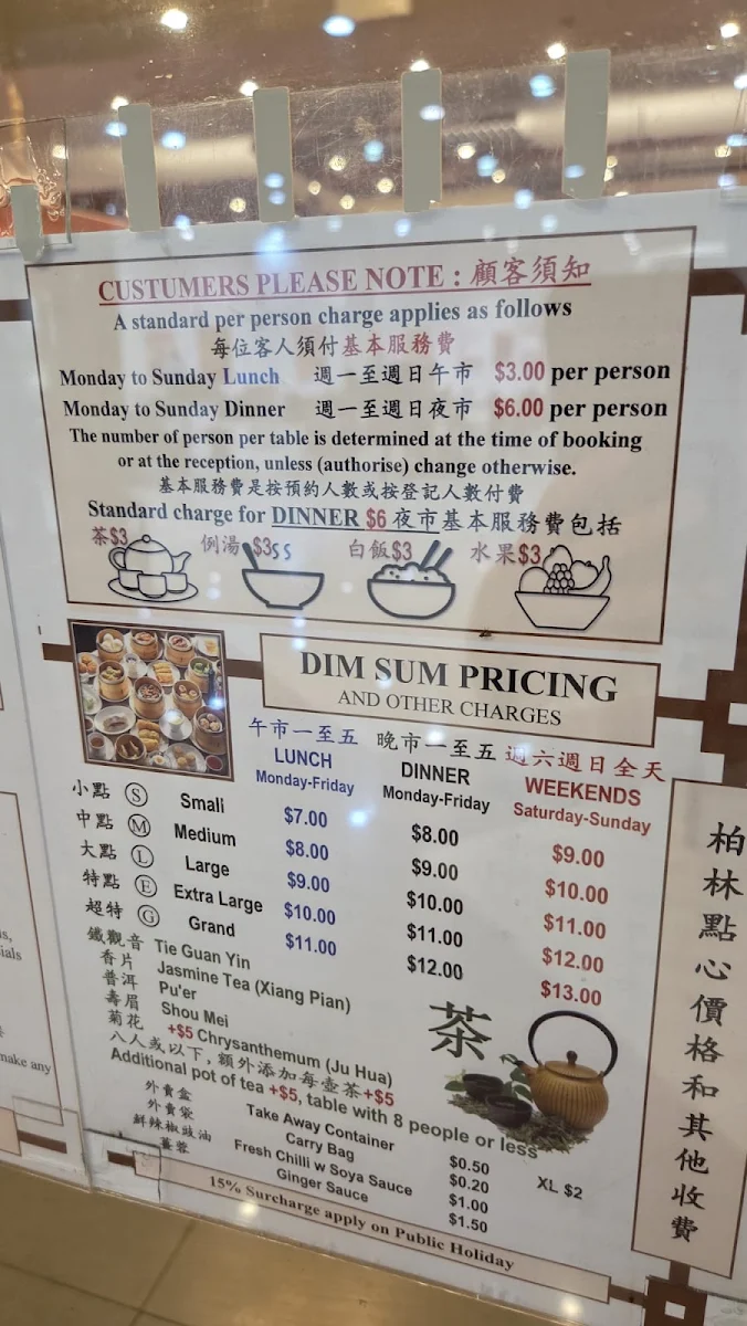Menu, Parkland Restaurant