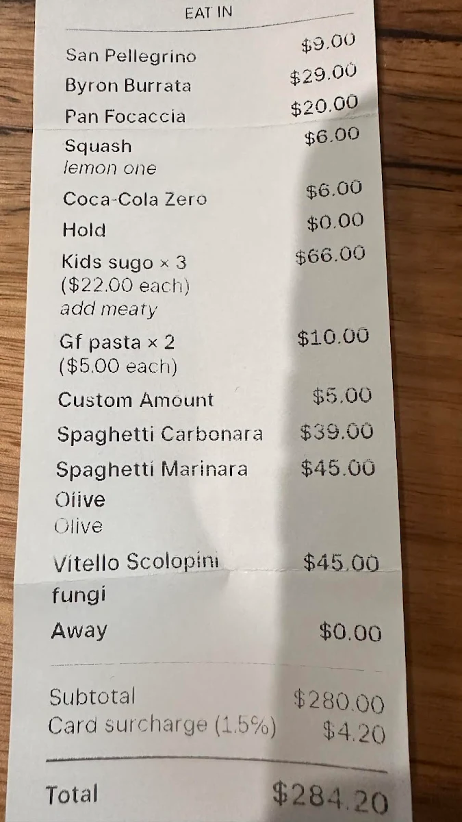 Menu, Oro by Sogno Italiano