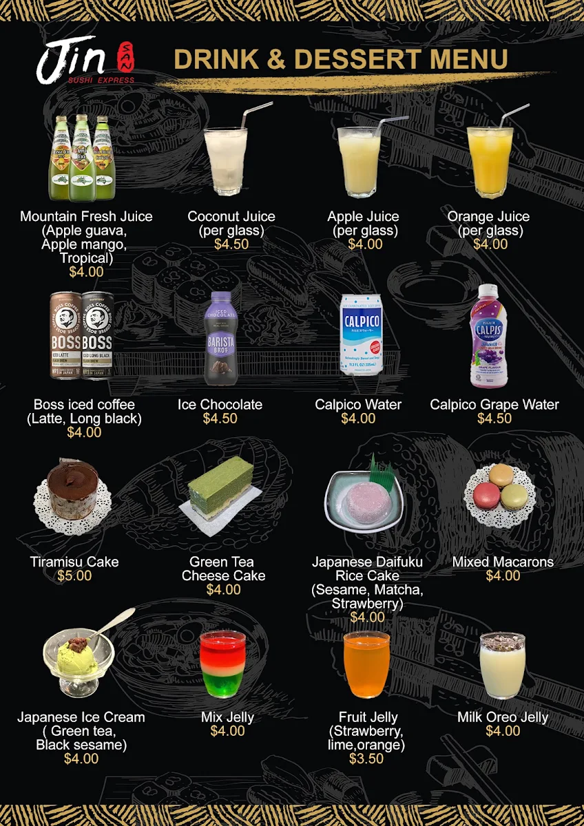 Menu, Jinsan Sushi Express - Arndale