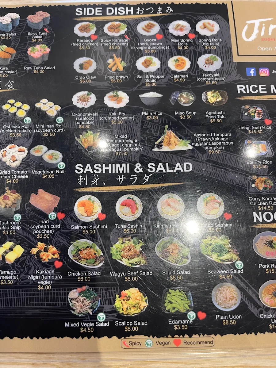 Menu, Jinsan Sushi Express - Arndale