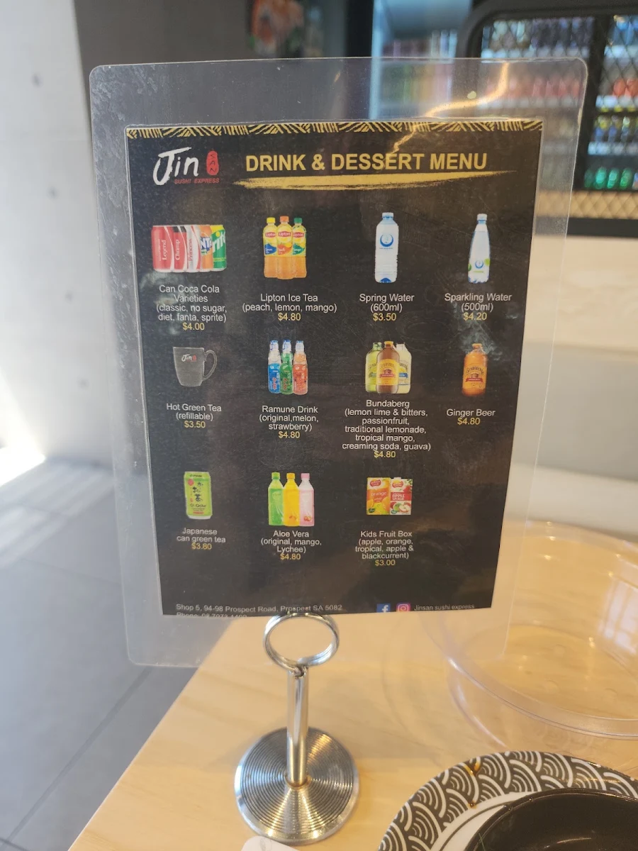 Menu, Jinsan Sushi Express - Arndale