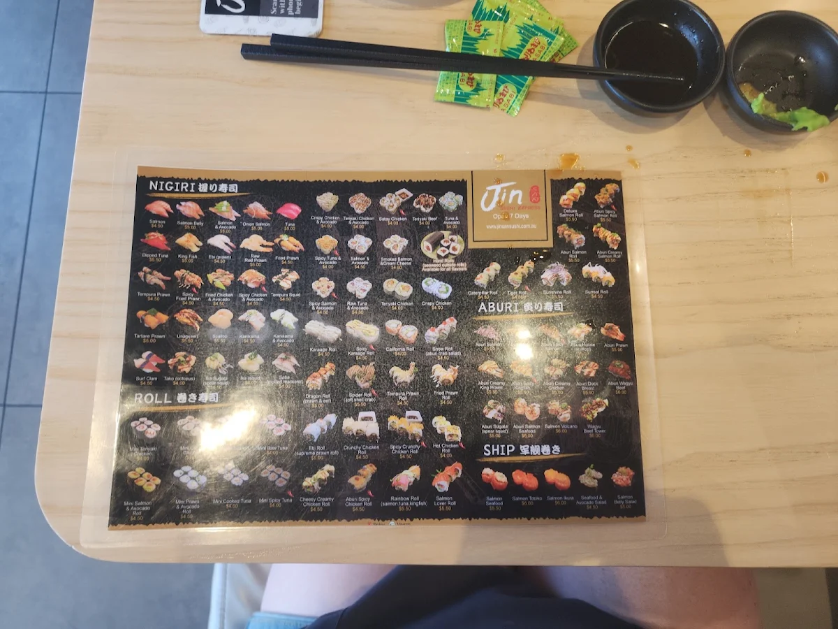 Menu, Jinsan Sushi Express - Arndale