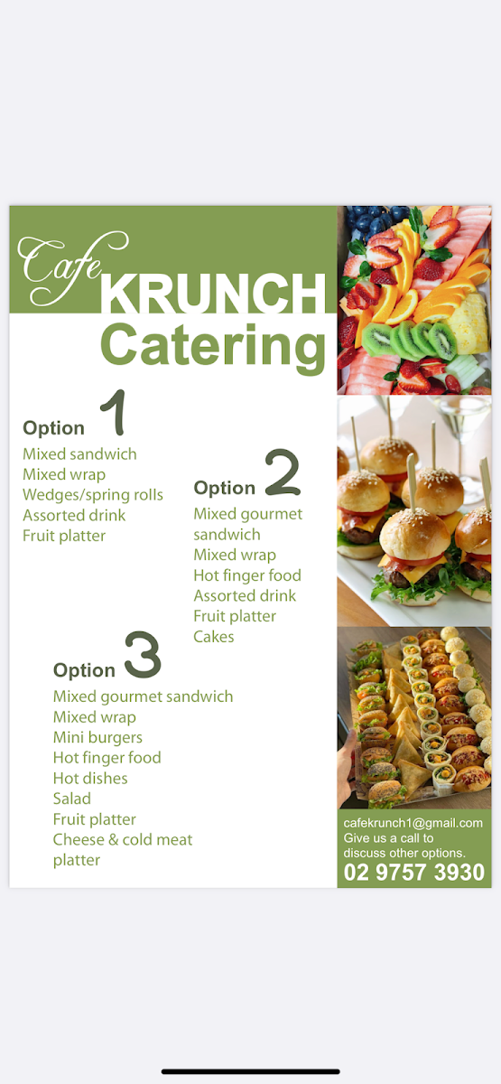 Menu, Cafe Krunch