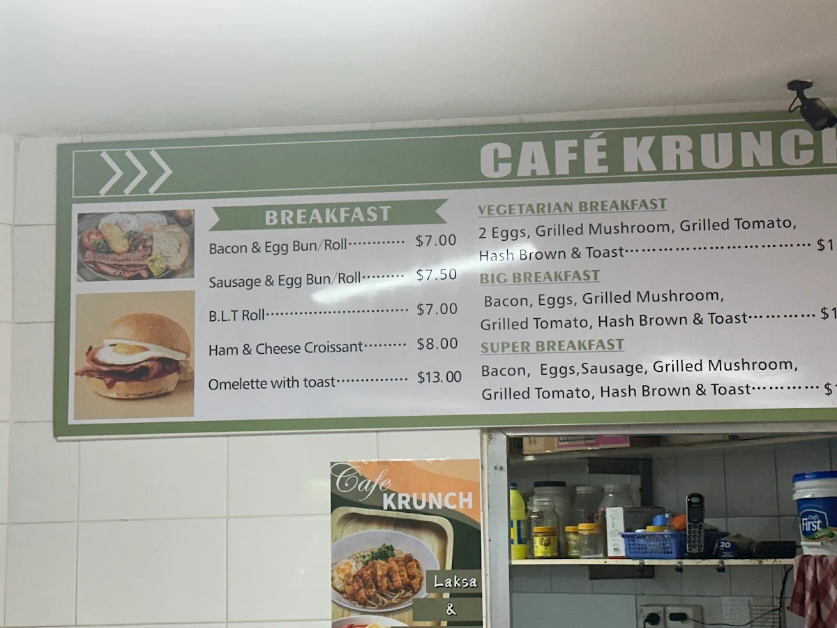 Menu, Cafe Krunch