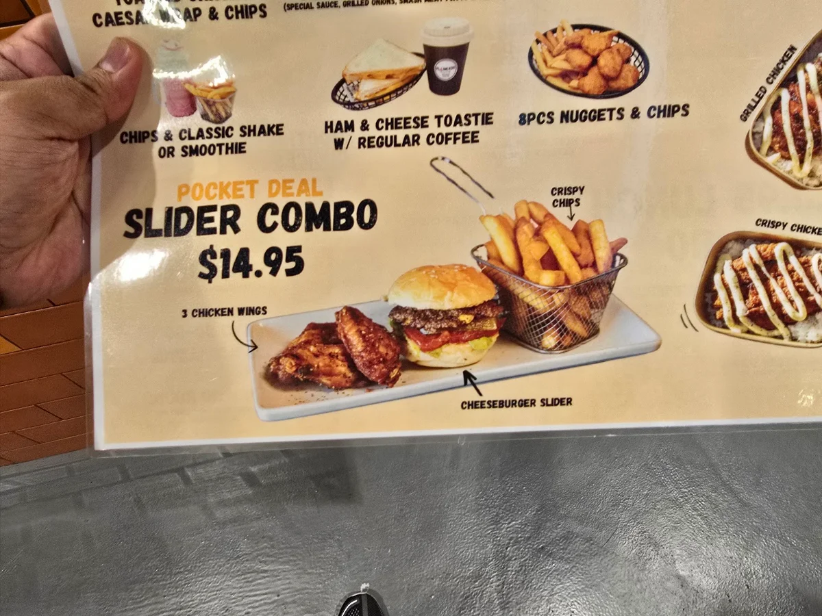 Menu, Flame 400 Burger Cafe