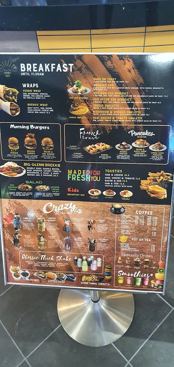 Menu, Flame 400 Burger Cafe