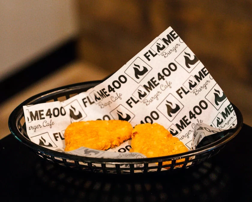Menu, Flame 400 Burger Cafe