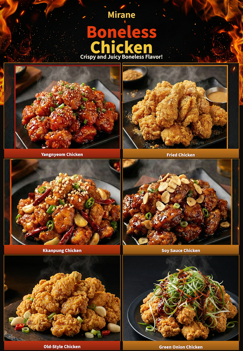 Menu, 미라네 분식 & 포차 Mirane foods