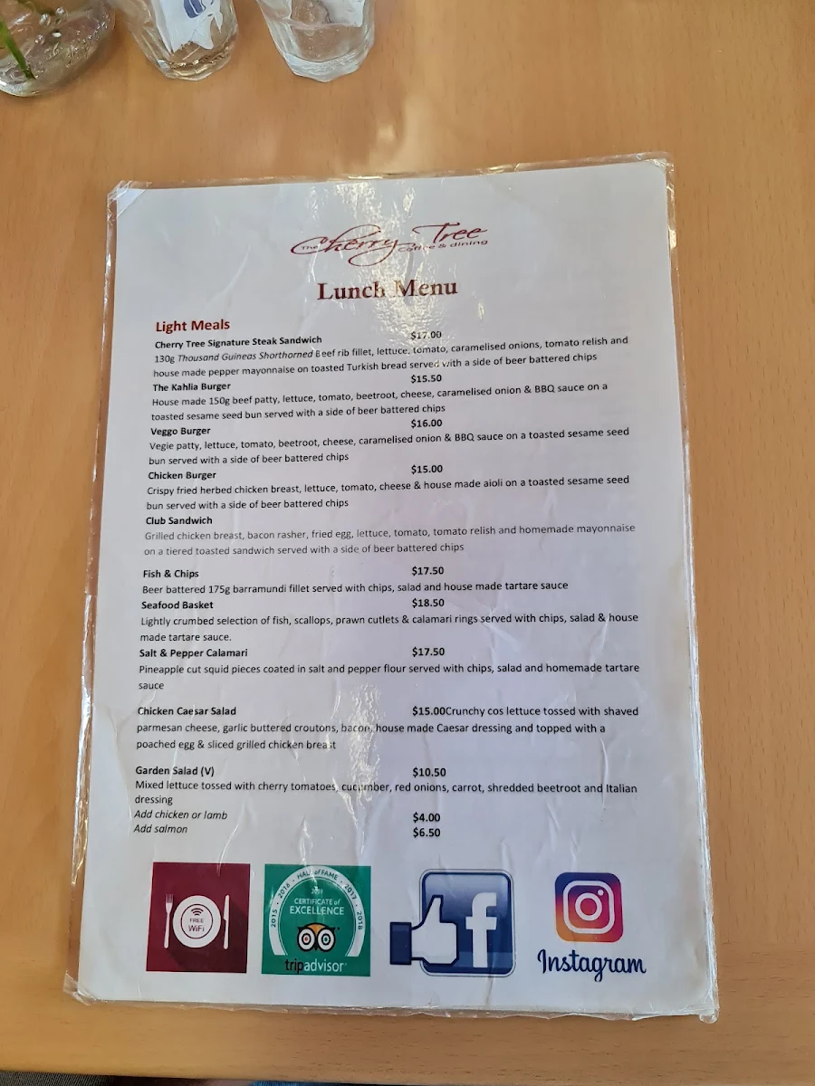 Menu, The Cherry Tree Coffee & Dining