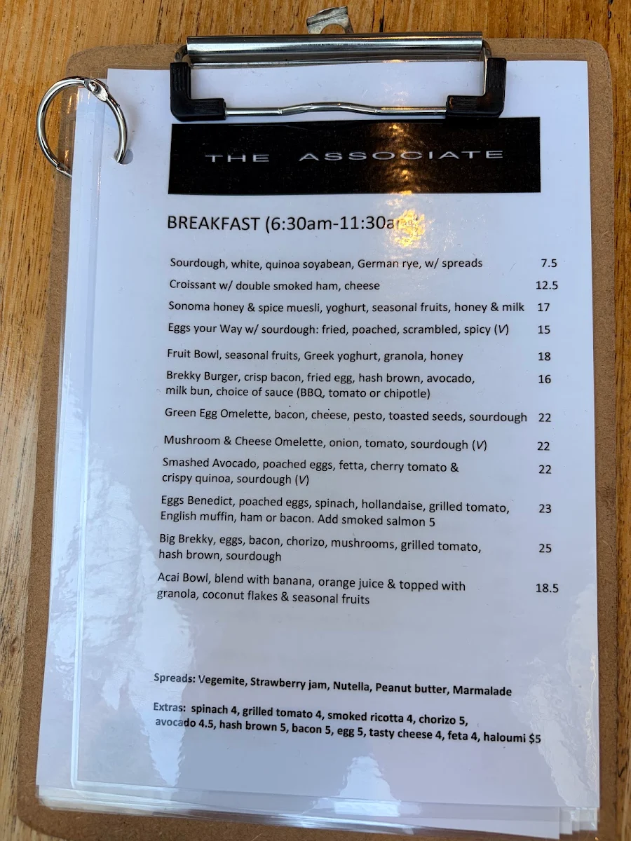 Menu, THE ASSOCIATE