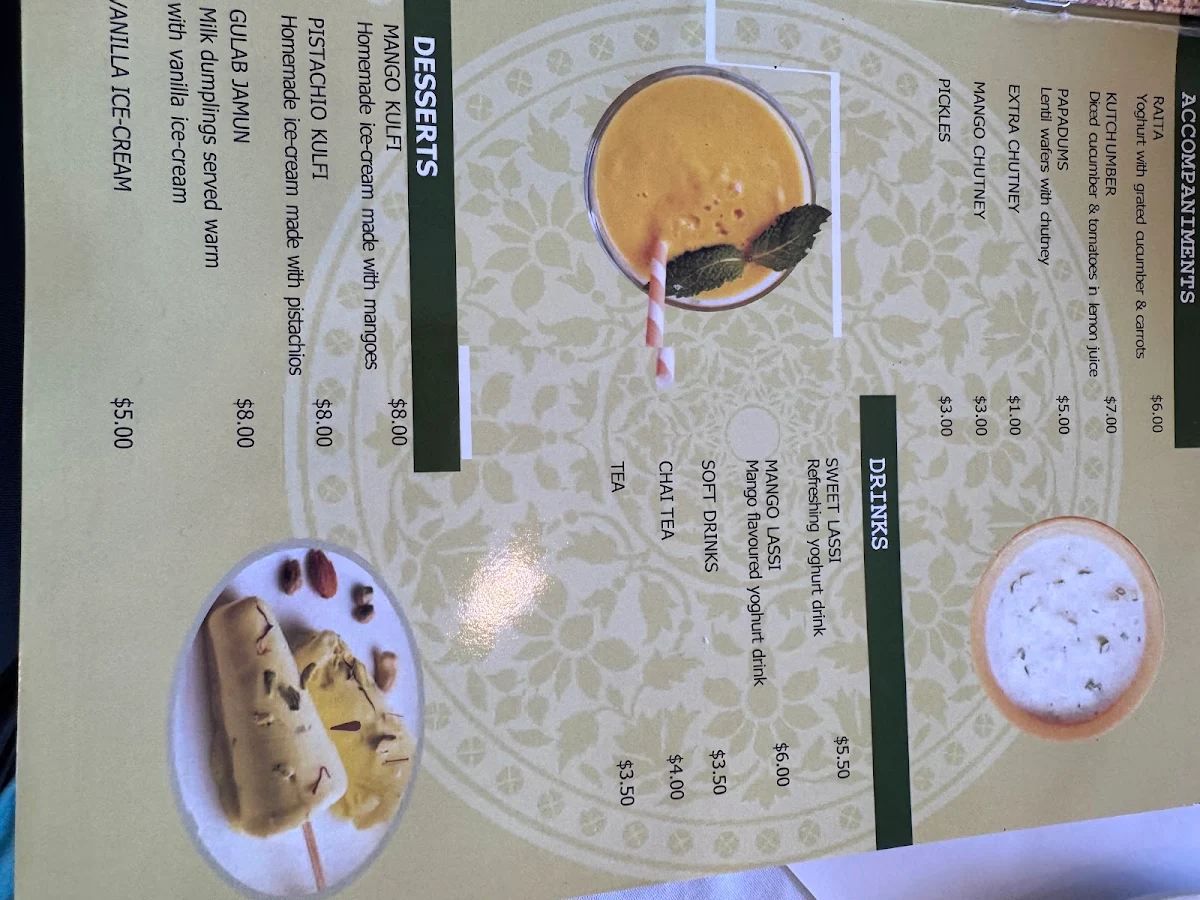 Menu, Zaika Indian Restaurant