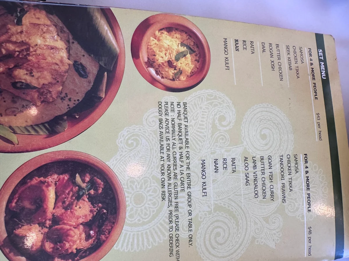 Menu, Zaika Indian Restaurant