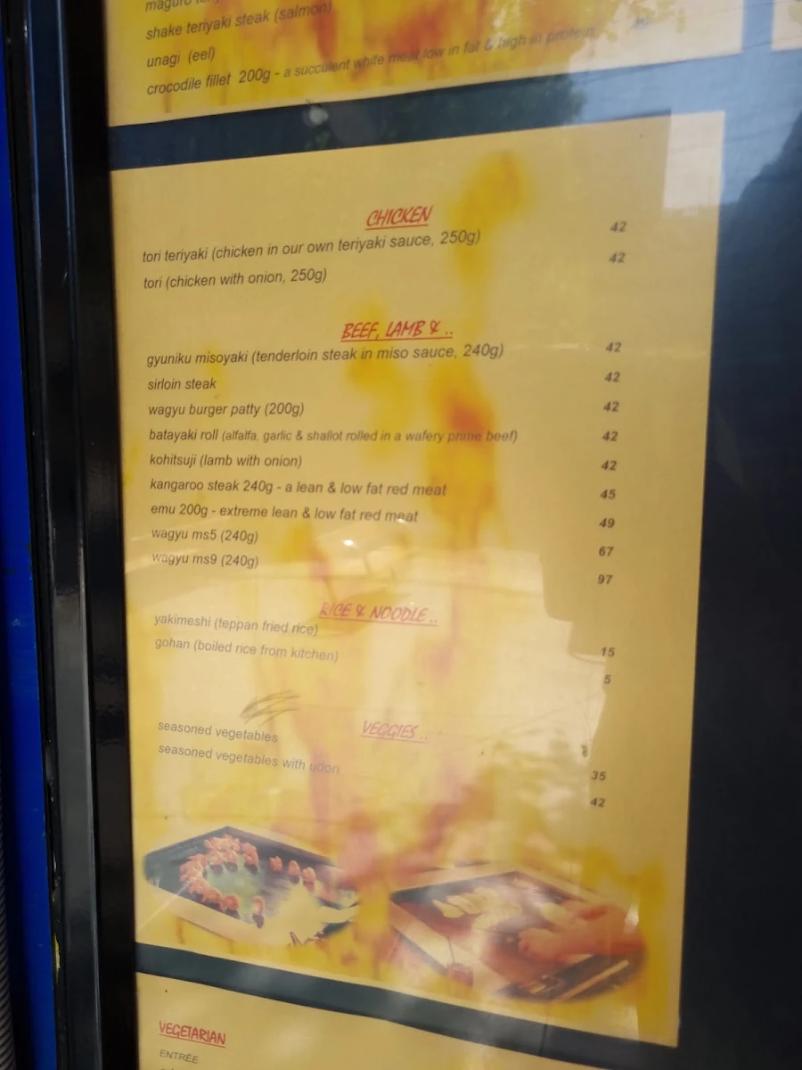 Menu, Hisshou Teppanyaki - Sydney