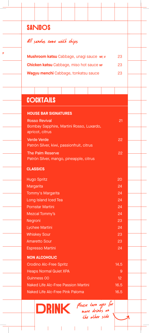 Menu, House Bar