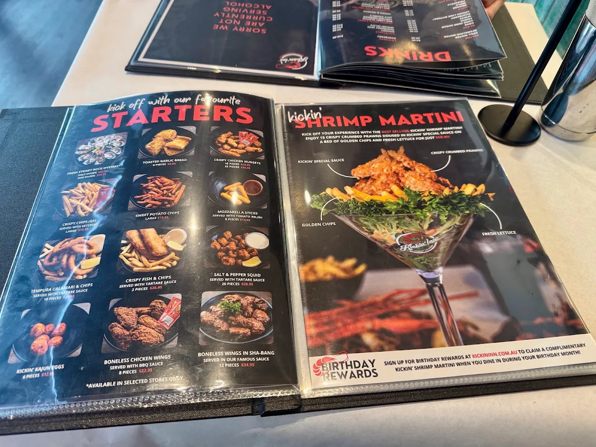 Menu, Kickin'Inn Ipswich