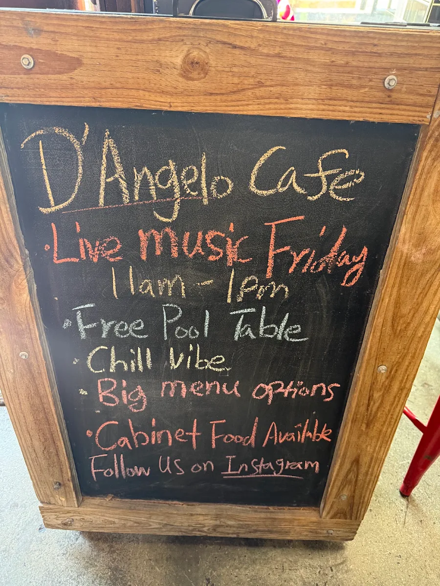 Menu, D'Angelo Cafè