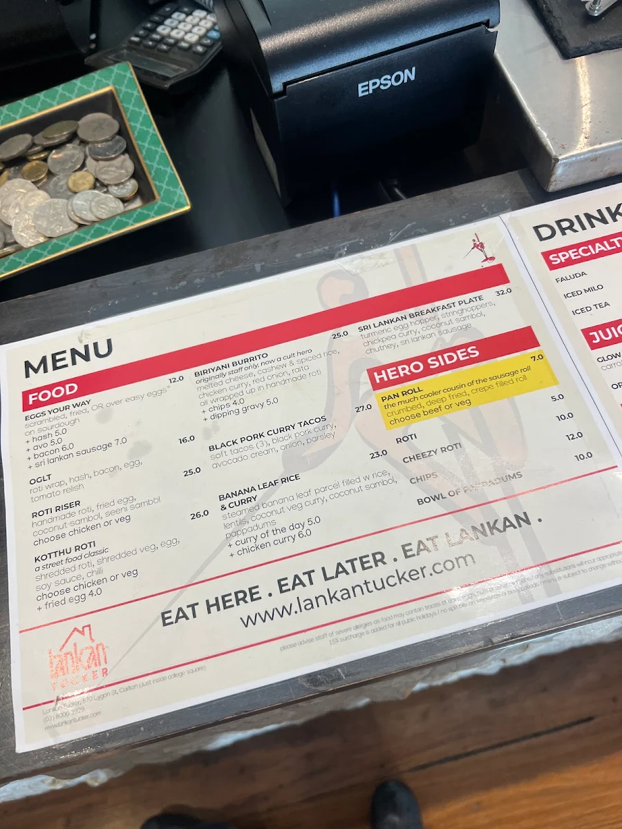 Menu, Lankan Tucker