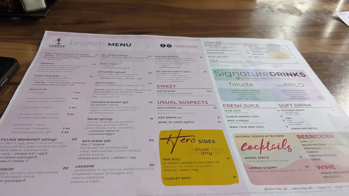 Menu, Lankan Tucker