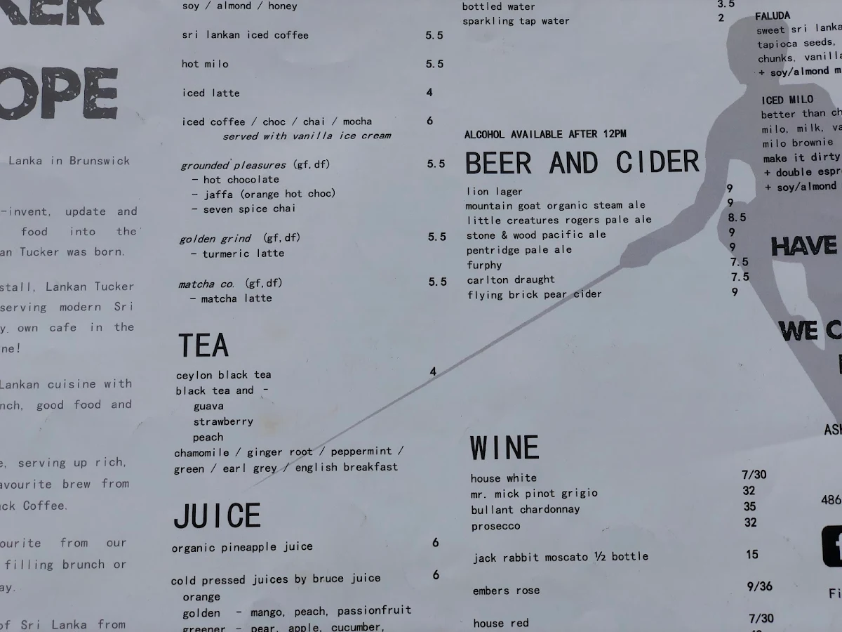 Menu, Lankan Tucker