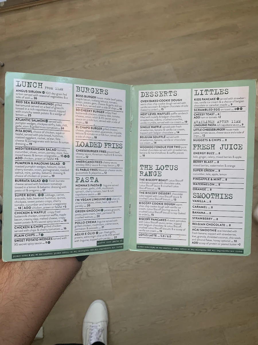 Menu, XS Espresso Wetherill Park
