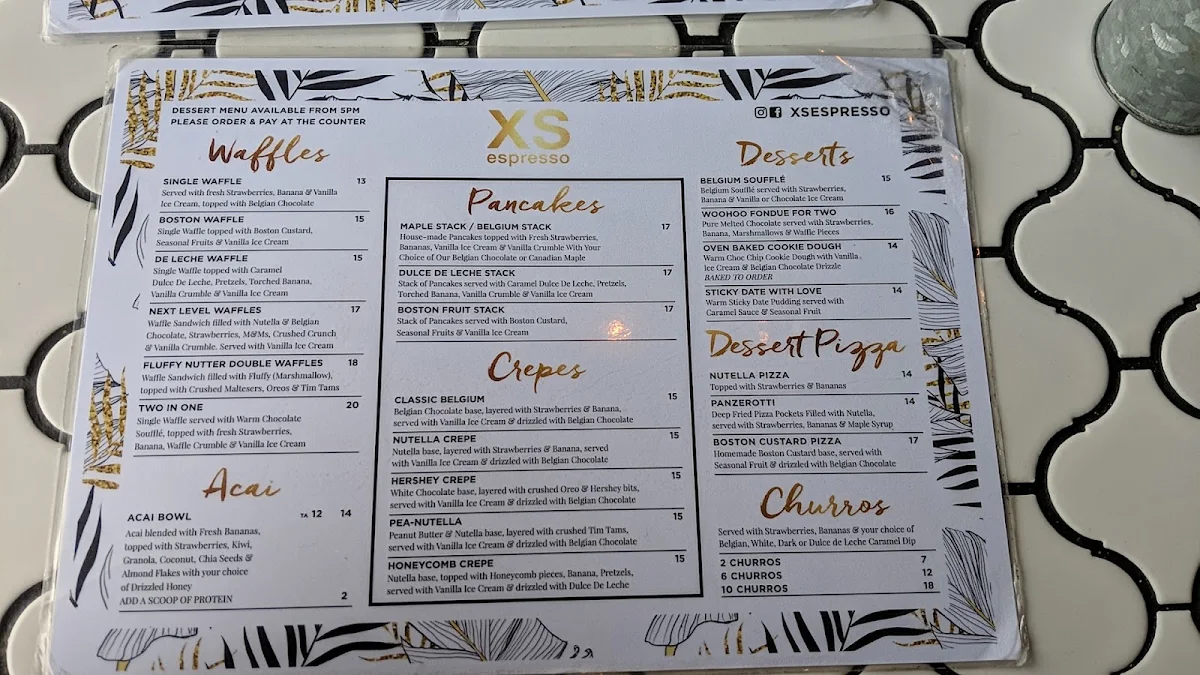 Menu, XS Espresso Wetherill Park