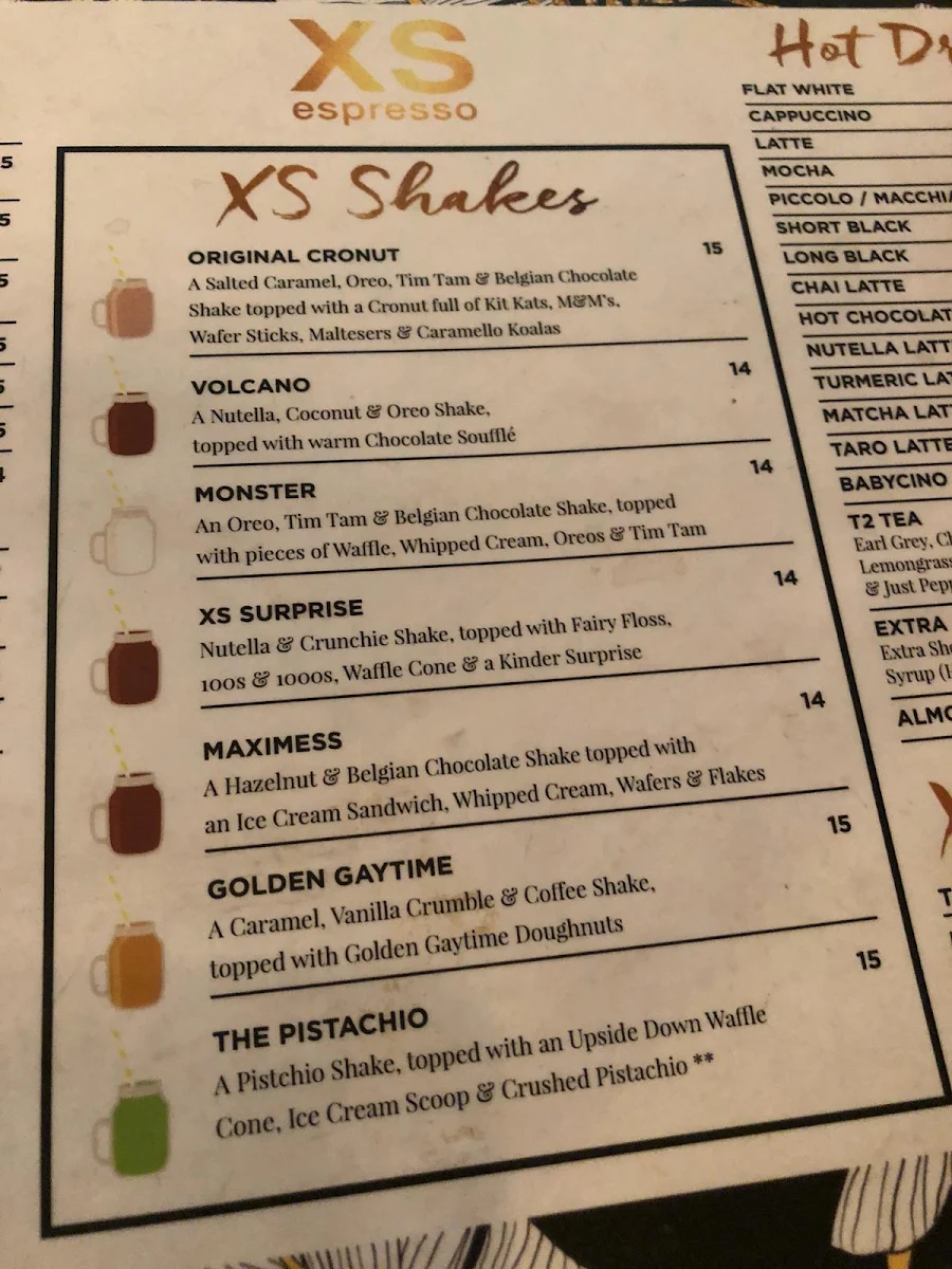 Menu, XS Espresso Wetherill Park