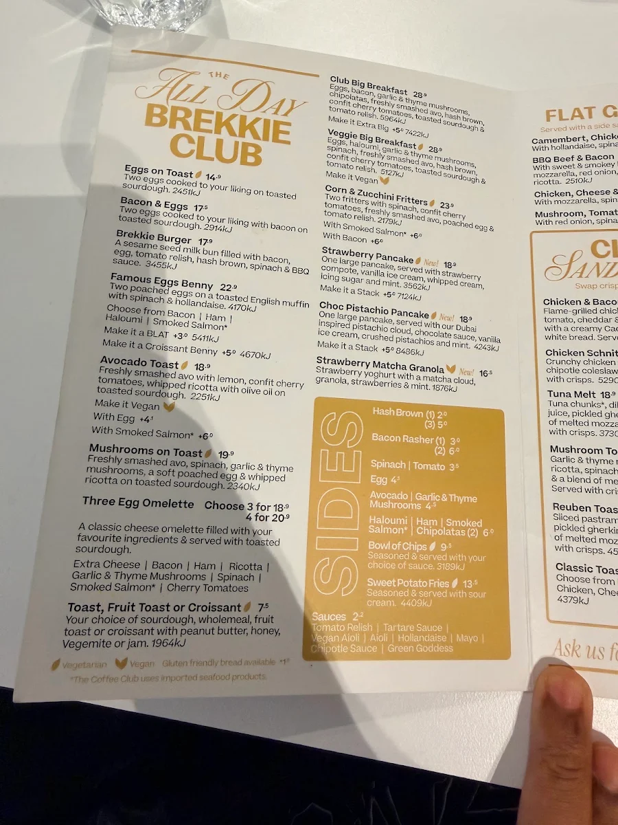 Menu, The Coffee Club Highpoint