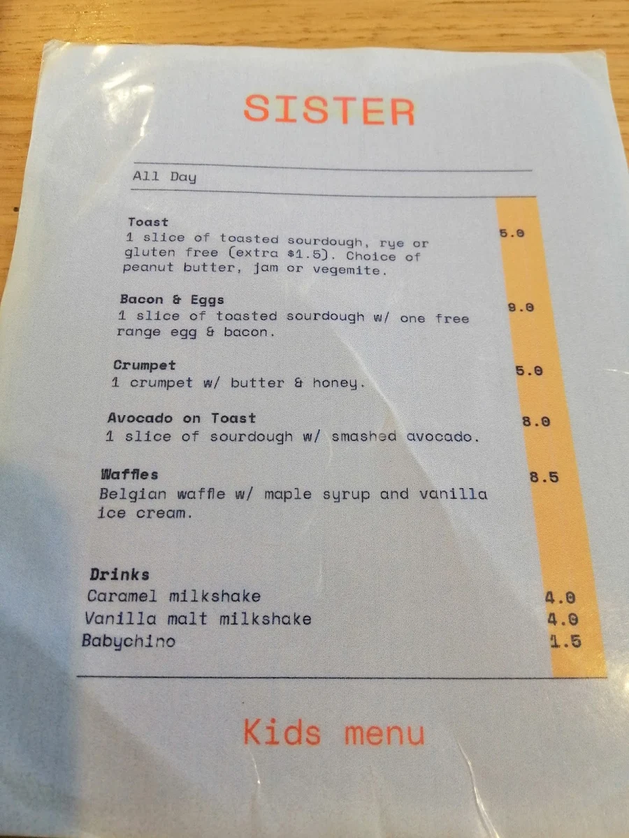 Menu, SISTER