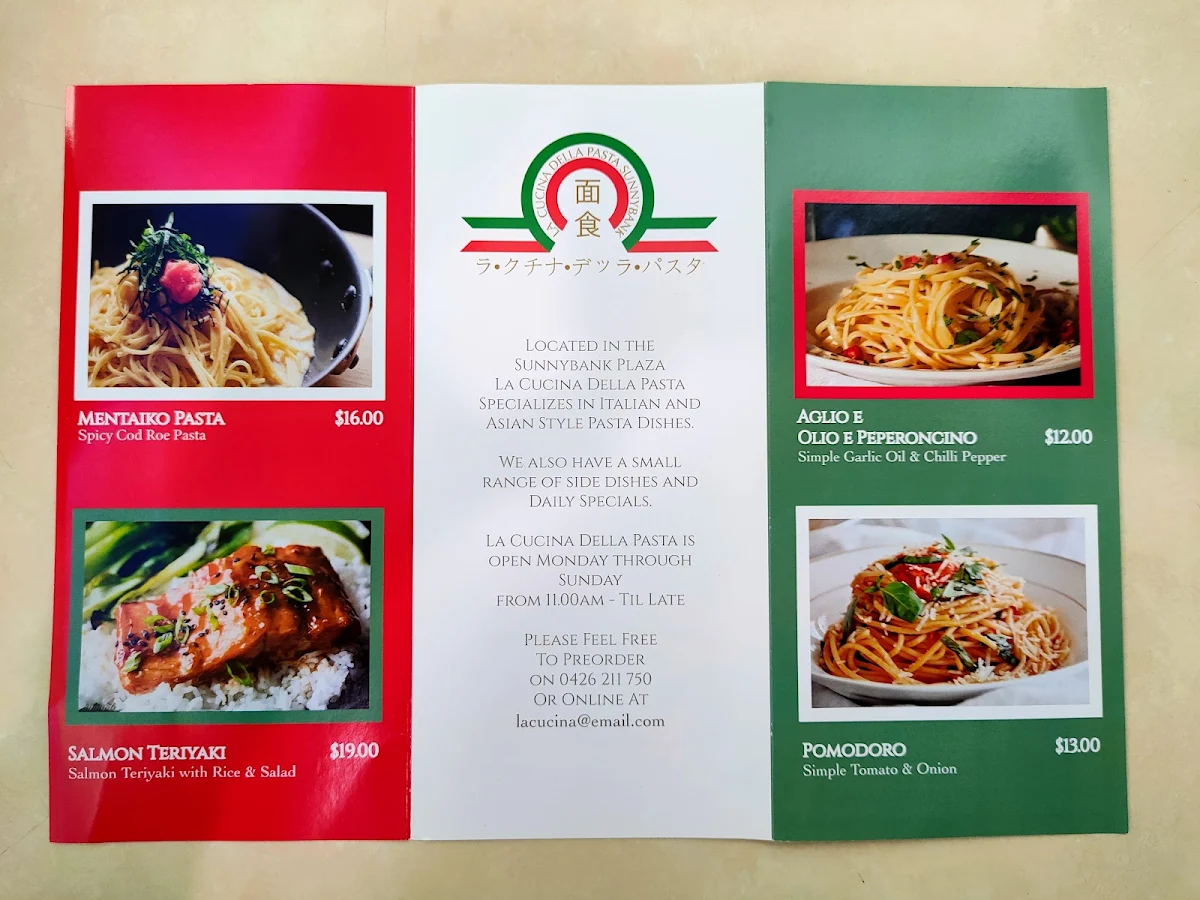 Menu, La Cucina Della Pasta