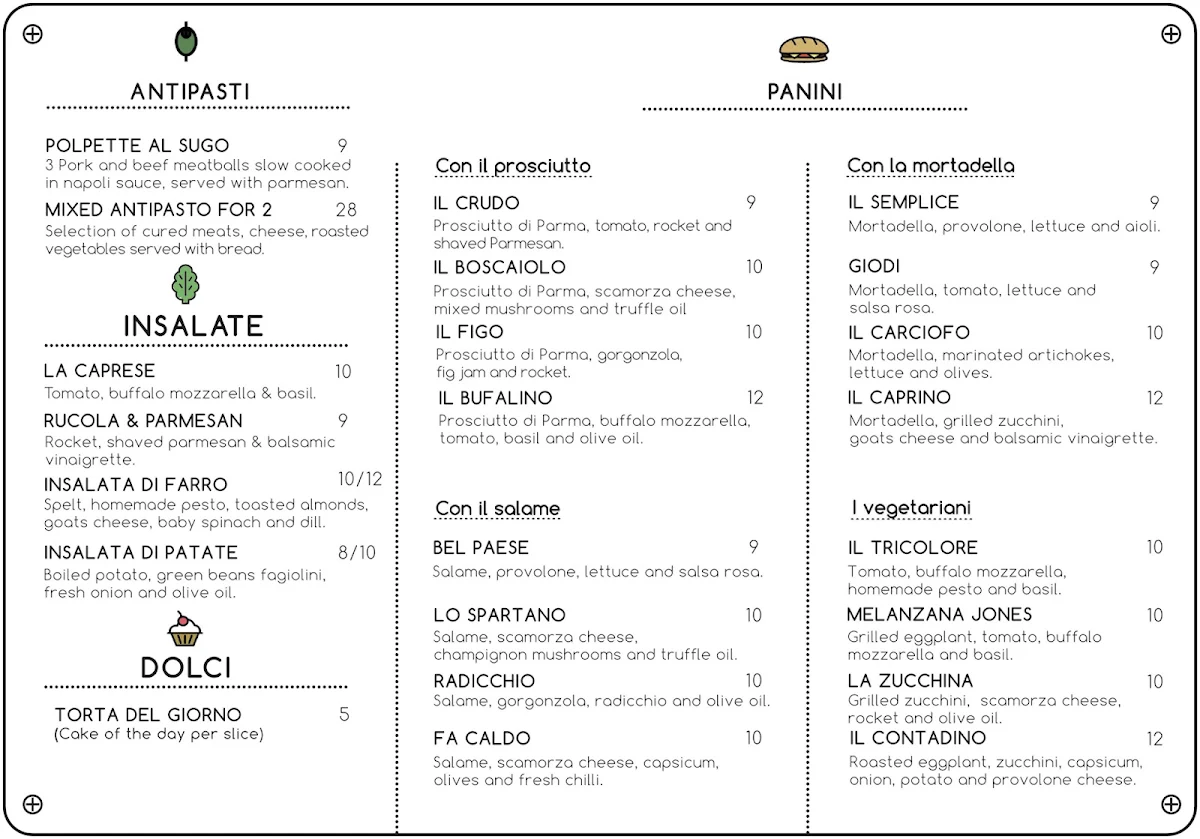 Menu, Pausa Pranzo