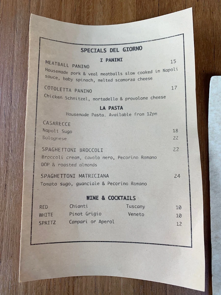 Menu, Pausa Pranzo