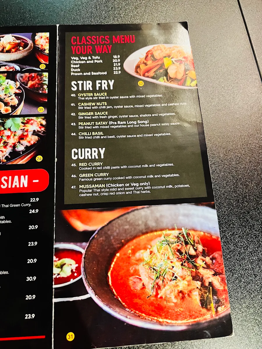 Menu, Lalor Thai