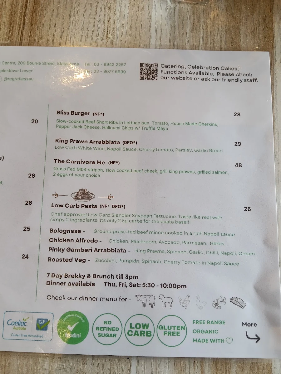 Menu, Regretless - Low Carb Pleasure