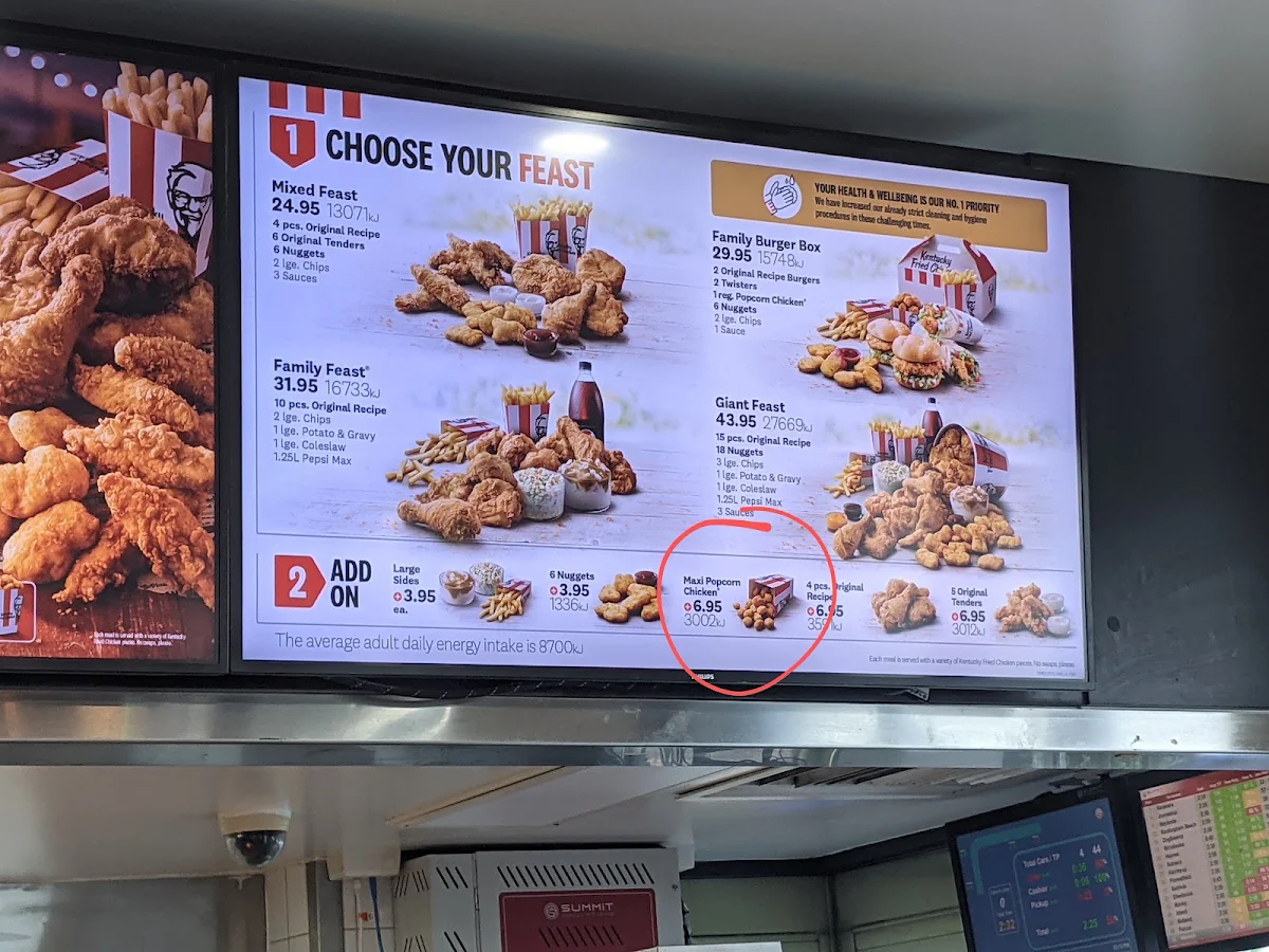 Menu, KFC Warwick WA
