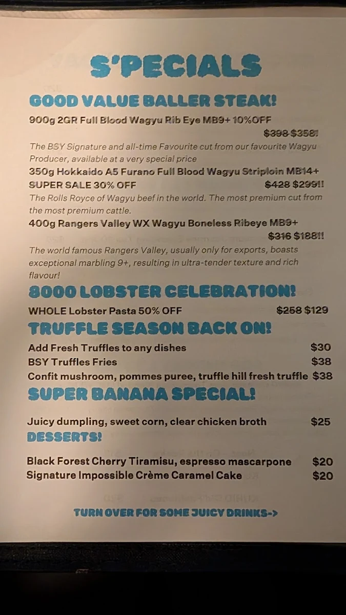 Menu, S’more